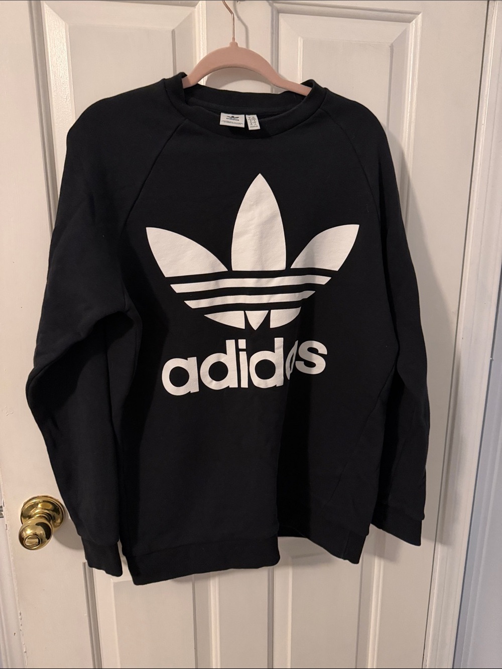 adidas Black Crewneck Sweatshirt with White Trefoil Logo